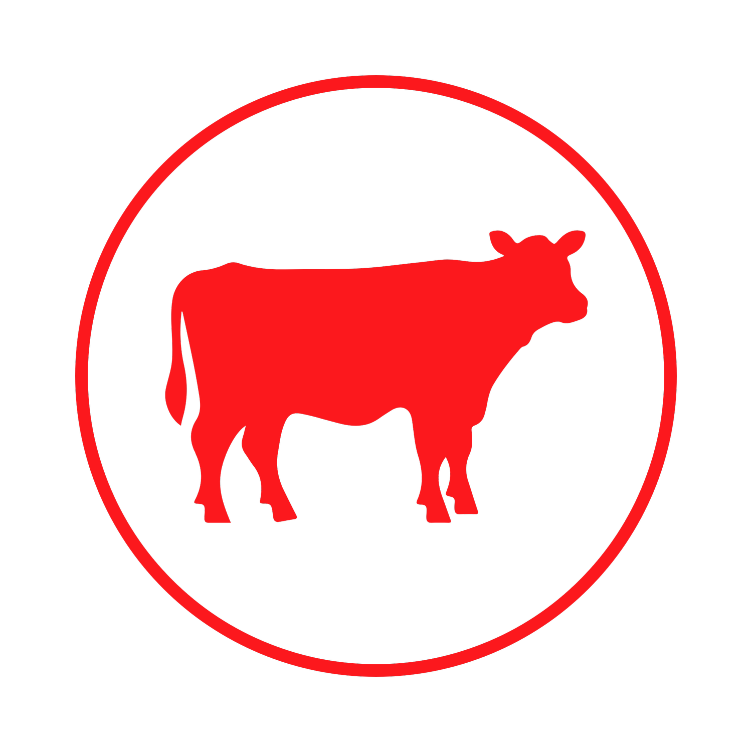 Red cow silhouette inside circle