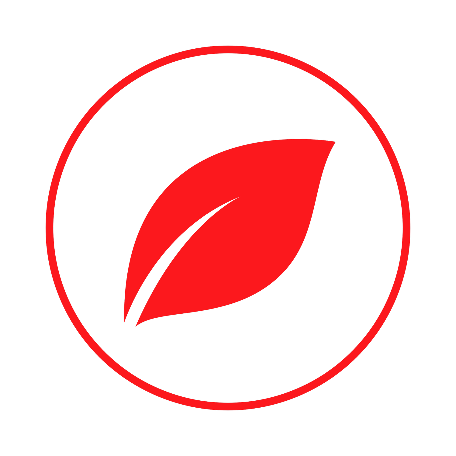Red leaf icon in a circle